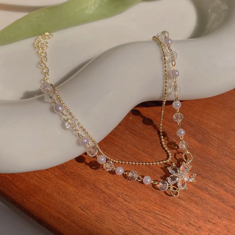 Double Layer Flower Zircon Bracelet