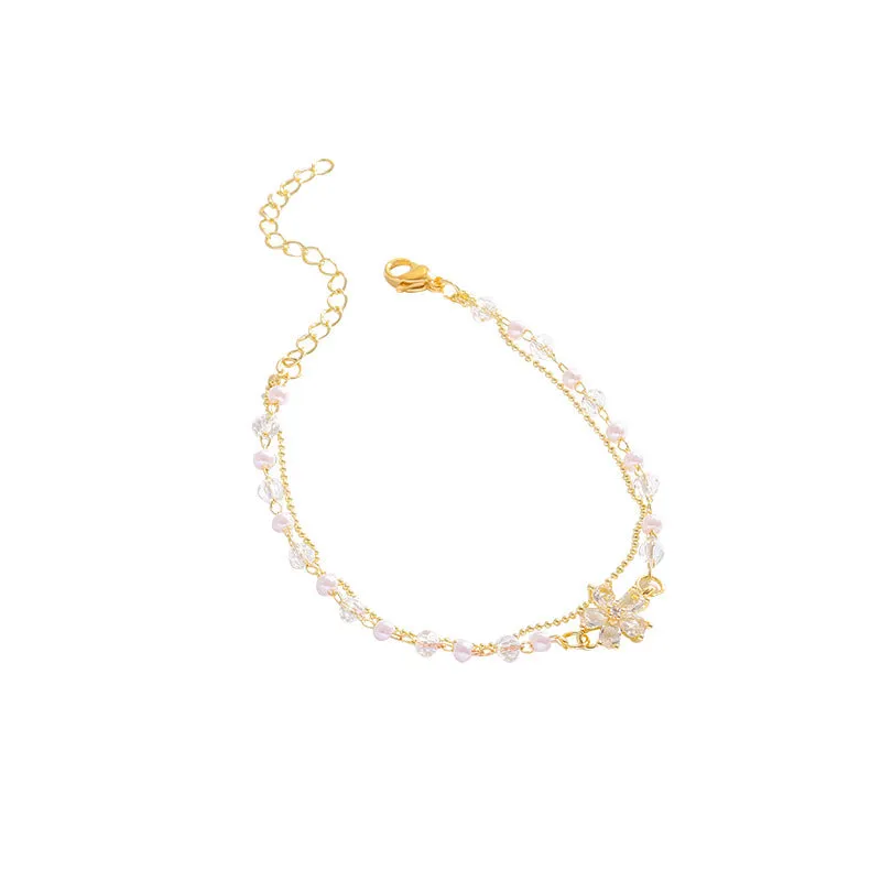 Double Layer Flower Zircon Bracelet