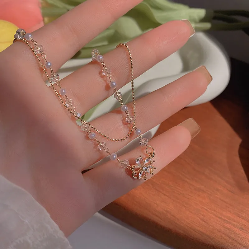 Double Layer Flower Zircon Bracelet