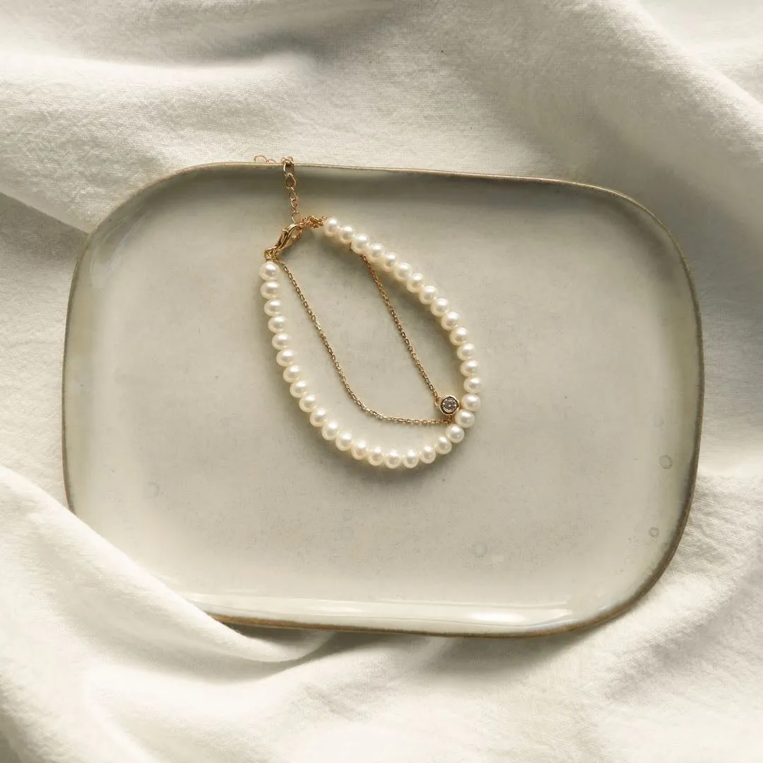 DOUBLE SPARKLE PEARL BRACELET