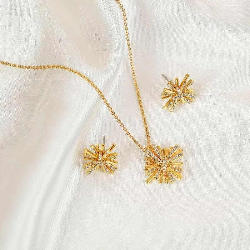 Elegant starburst gold jewelry set