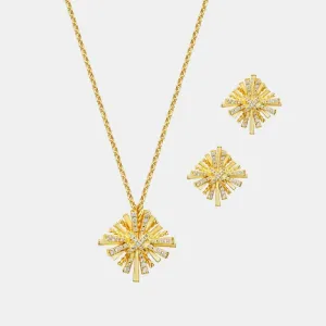 Elegant starburst gold jewelry set