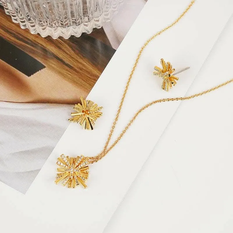 Elegant starburst gold jewelry set