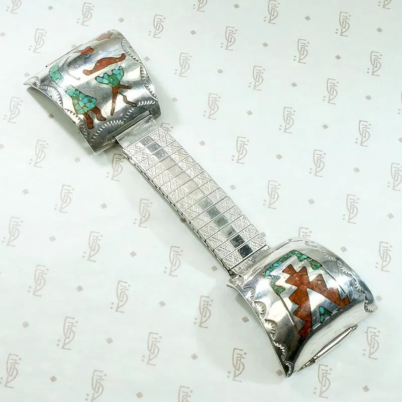 Expandable Watch Band in Silver with Stone Inlay