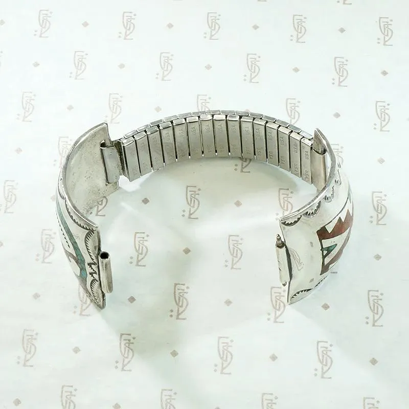 Expandable Watch Band in Silver with Stone Inlay