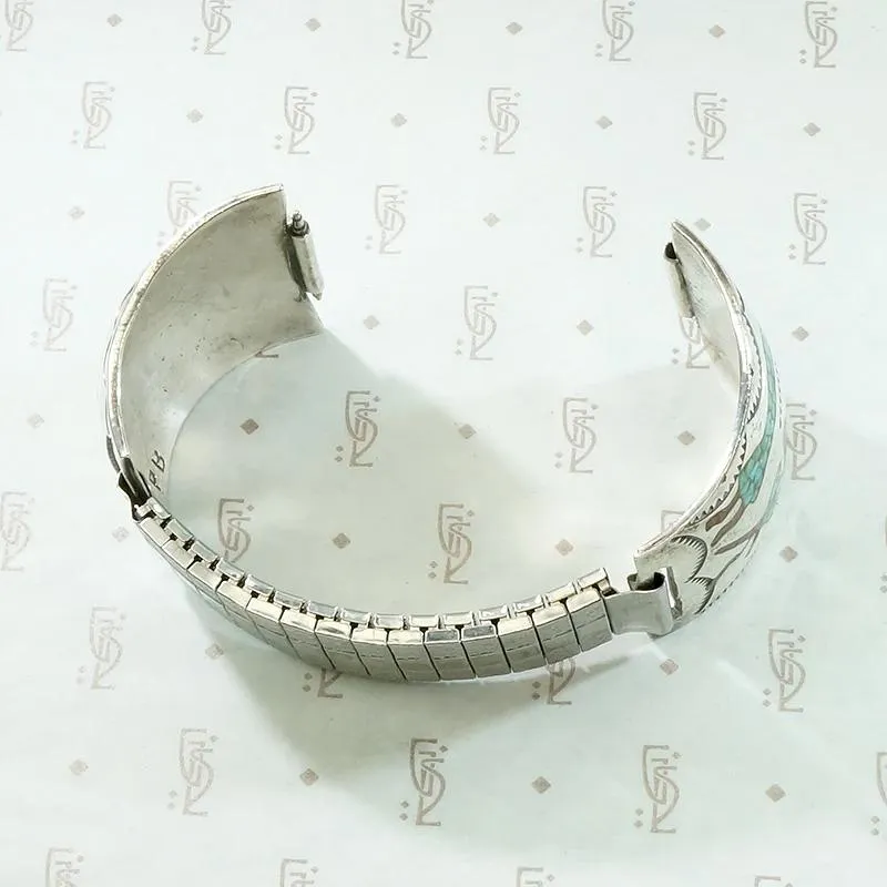 Expandable Watch Band in Silver with Stone Inlay