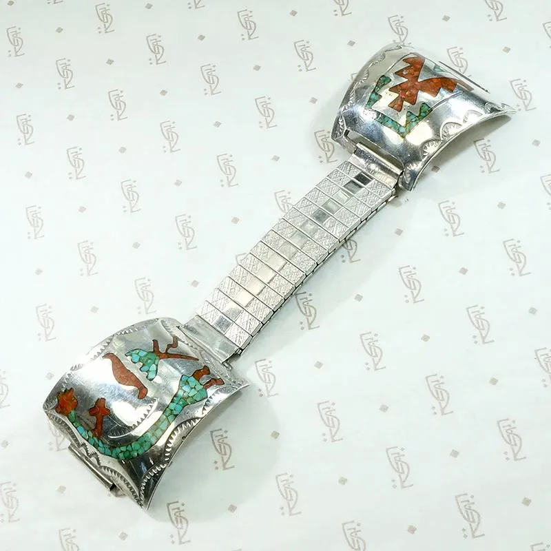 Expandable Watch Band in Silver with Stone Inlay