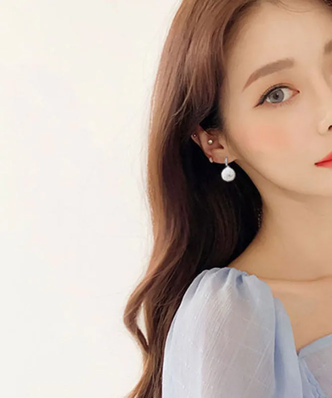 Fashion Red Sterling Silver Zircon Drop Earrings LY7819