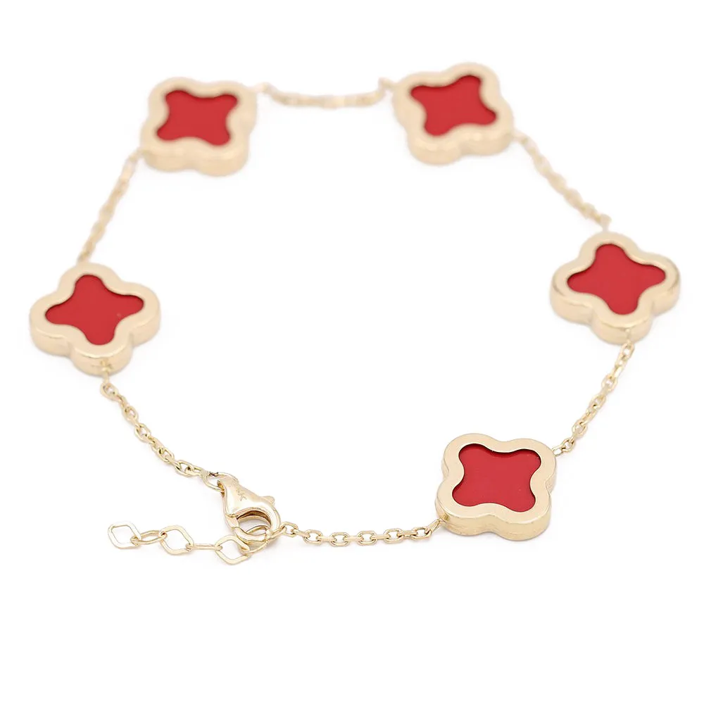 Flower Coral Color Stone Bracelet