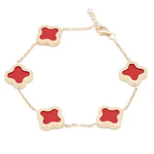 Flower Coral Color Stone Bracelet