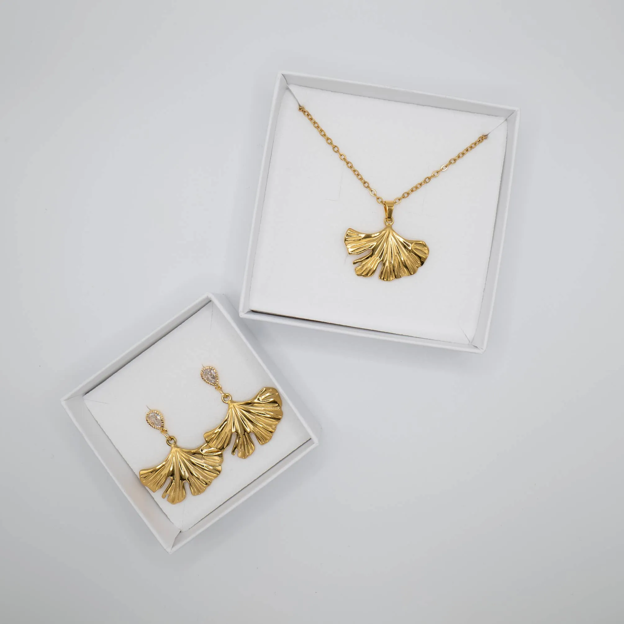 Ginkgo - zircon earrings