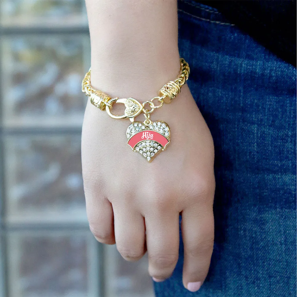 Gold Coral Hija Pave Heart Charm Braided Bracelet