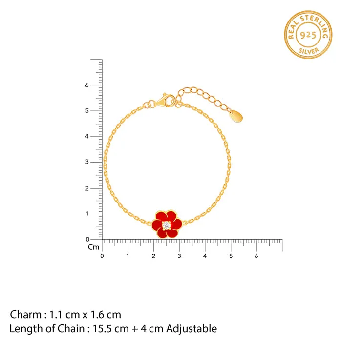 Golden Red Flower Power Bracelet