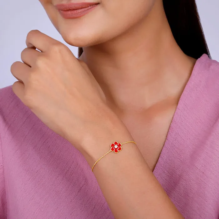 Golden Red Flower Power Bracelet