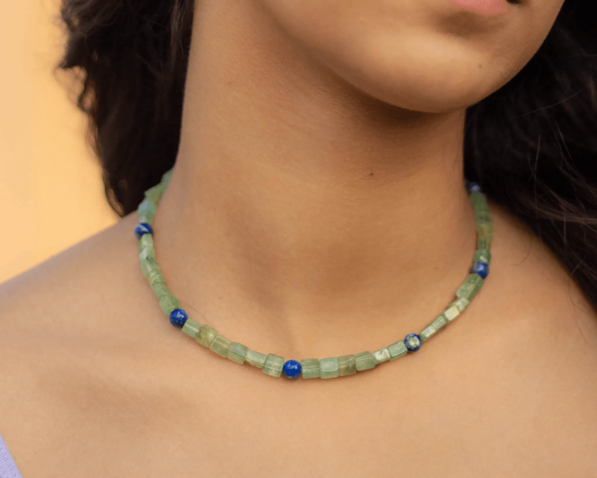 Green Quartz & Lapis Lazuli Necklace
