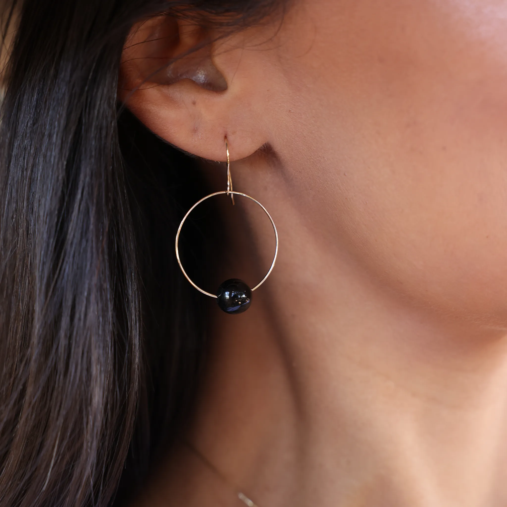 Hawaiian Black Coral Earrings in Gold - 9-9.9mm
