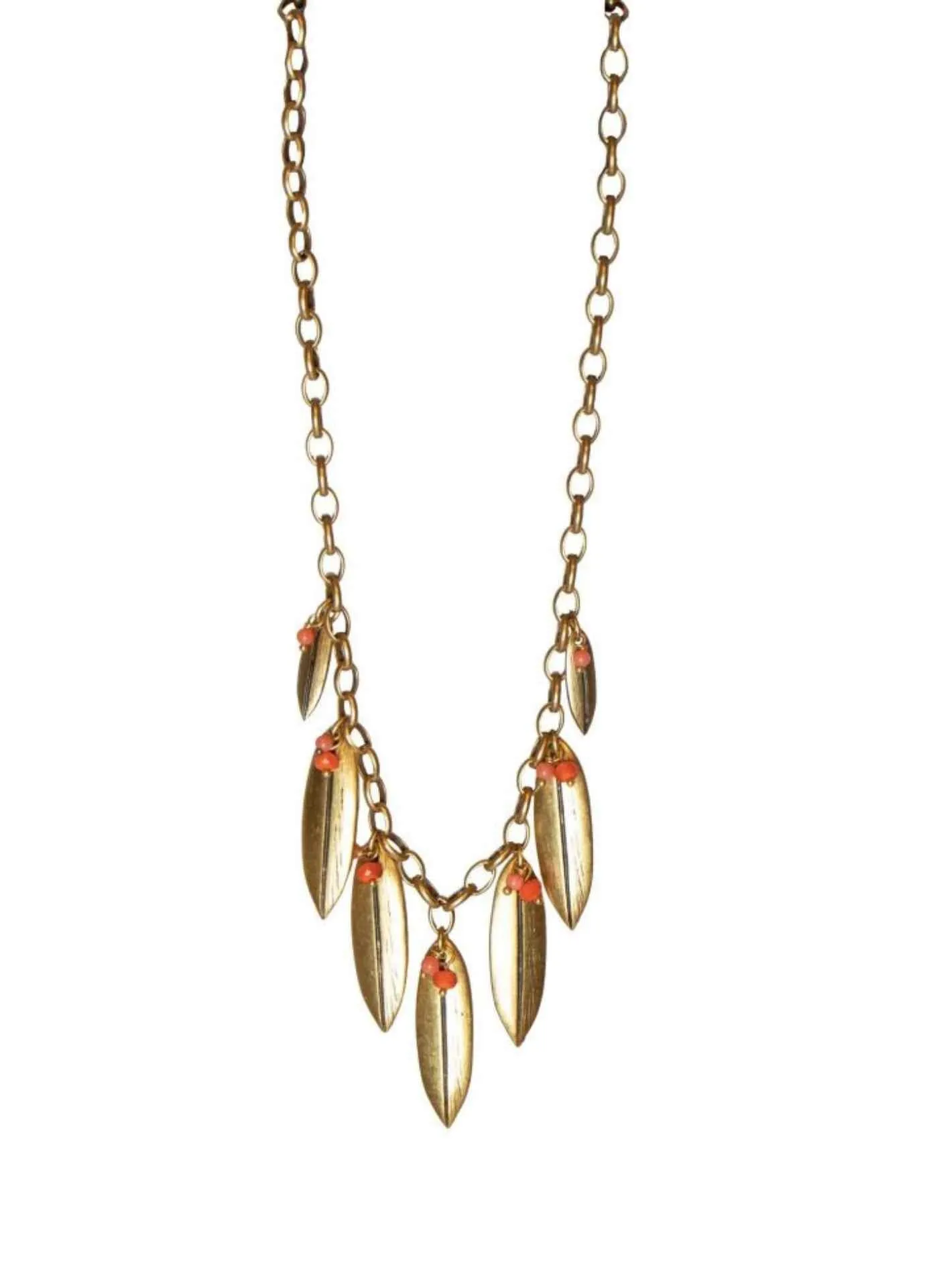 Hultquist Gold Plated Coral Leaf Necklace