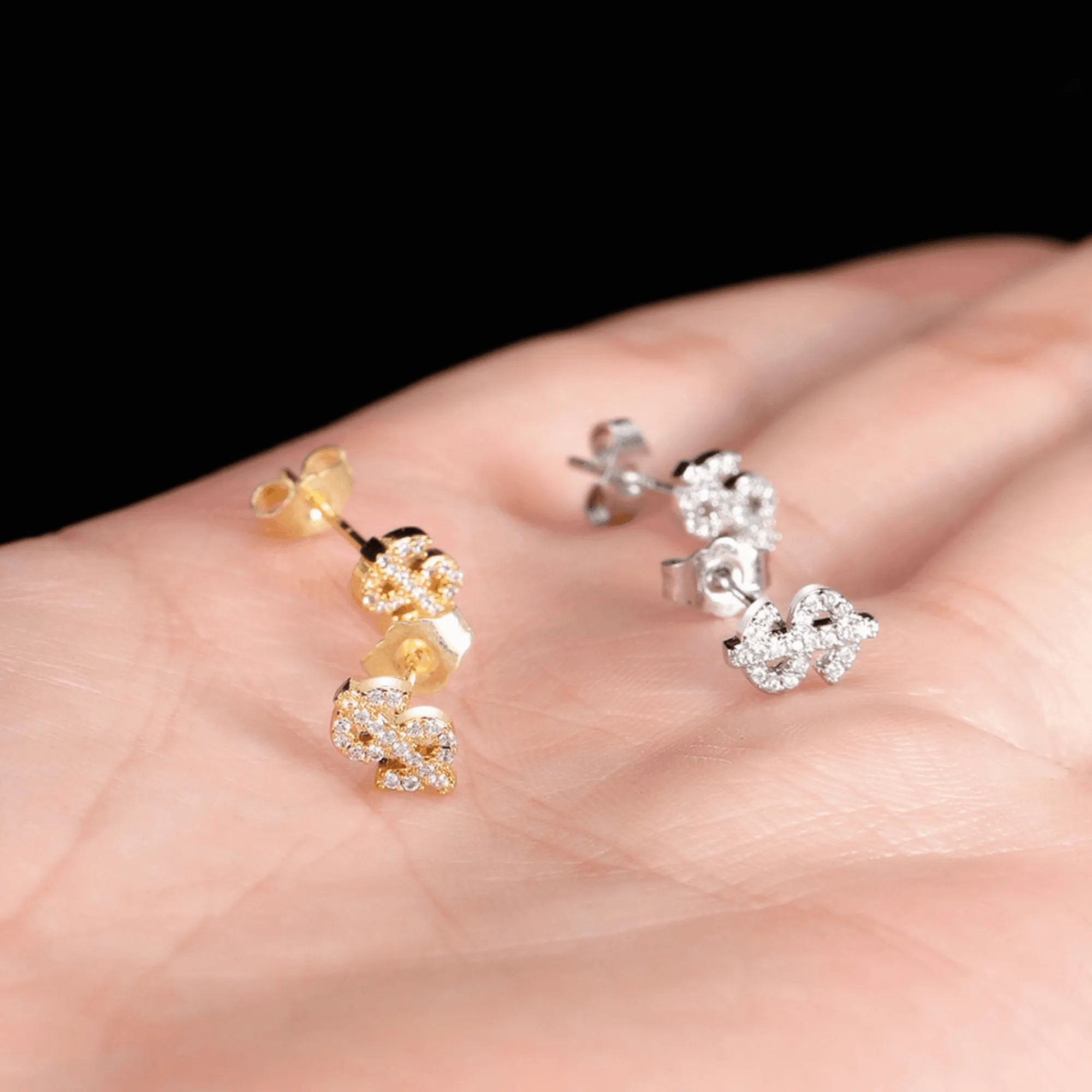 Iced Out 3A Zircon Dollar Sign Earrings For Men