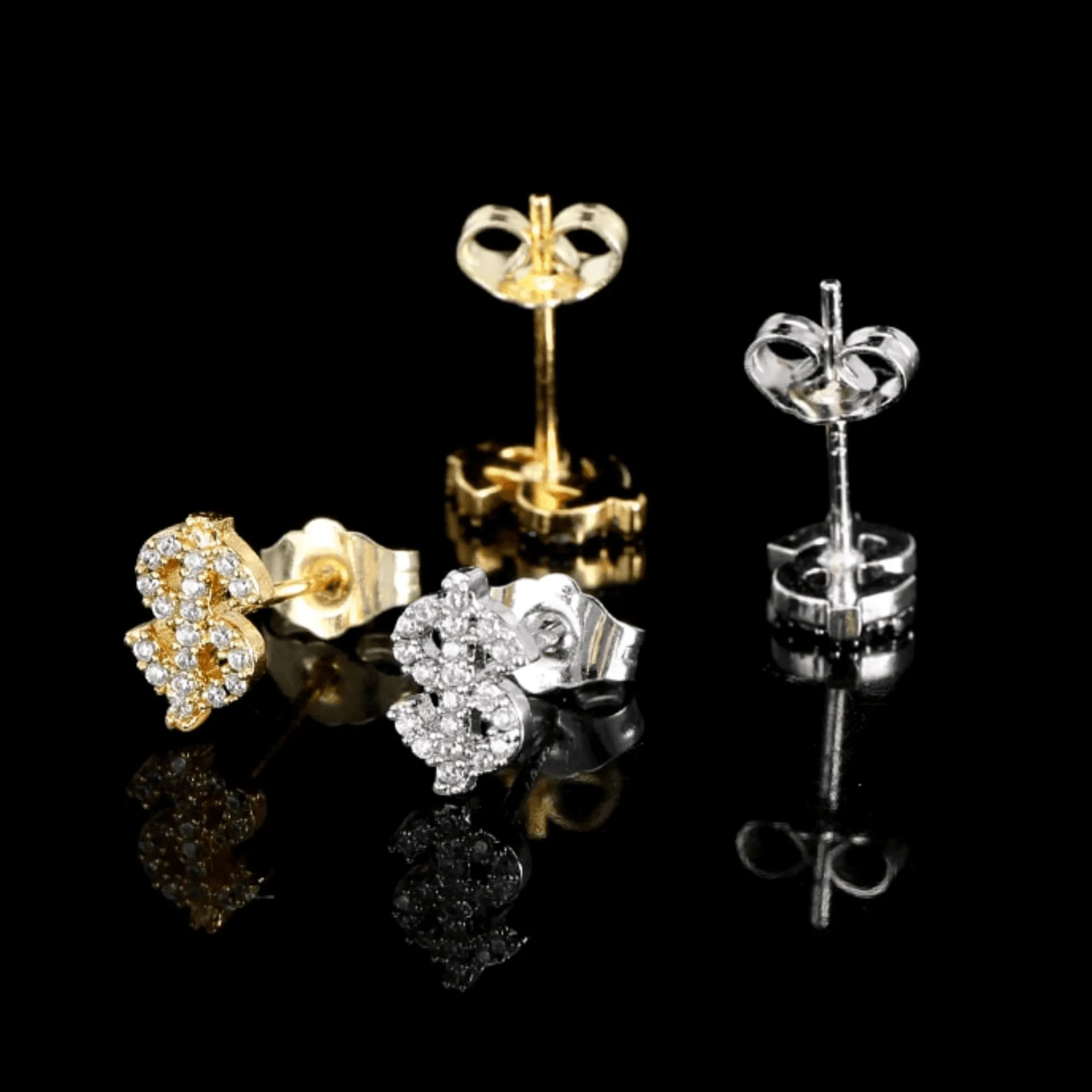 Iced Out 3A Zircon Dollar Sign Earrings For Men
