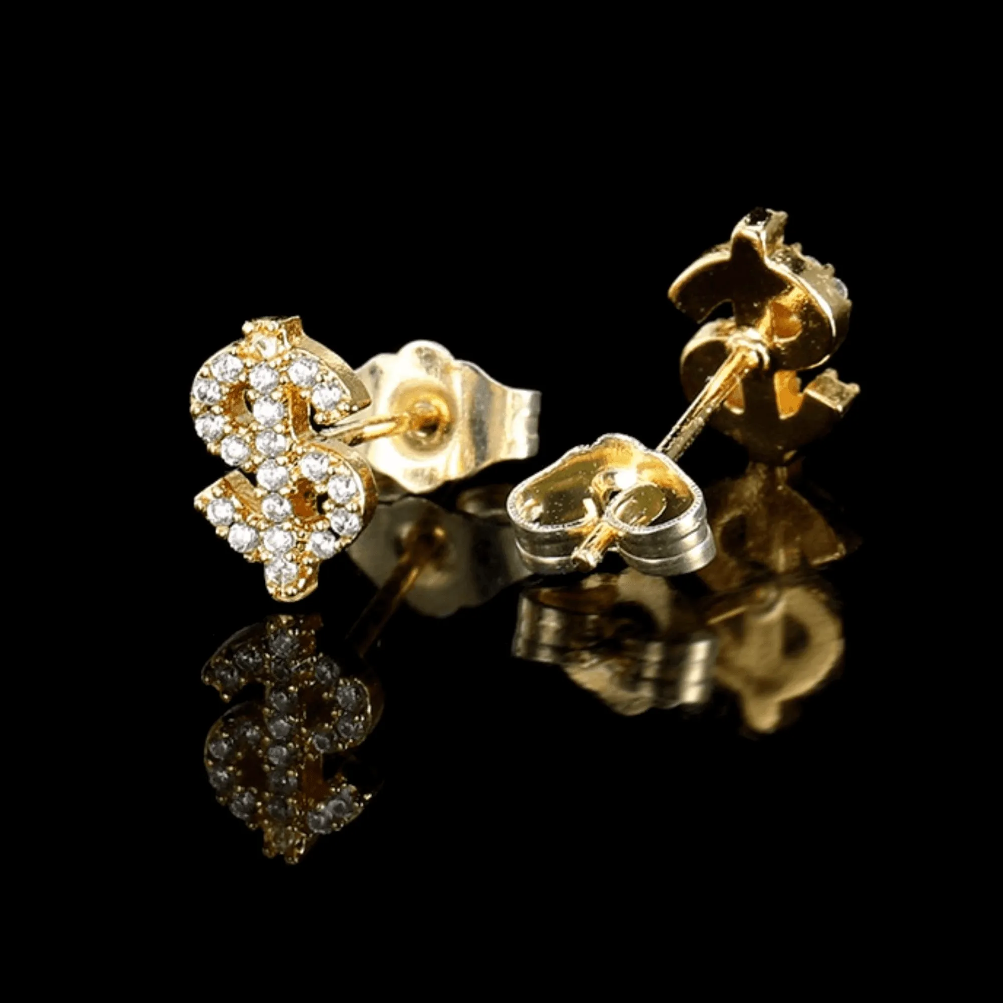 Iced Out 3A Zircon Dollar Sign Earrings For Men