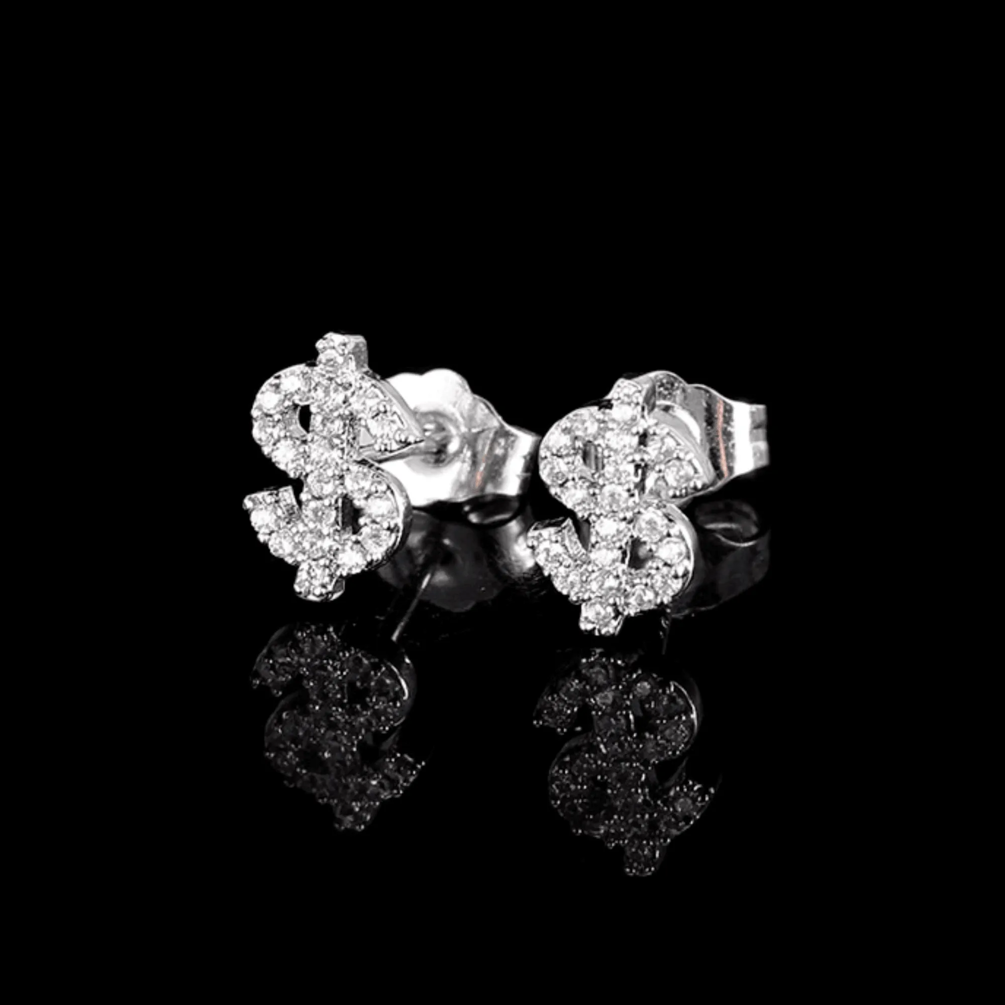 Iced Out 3A Zircon Dollar Sign Earrings For Men