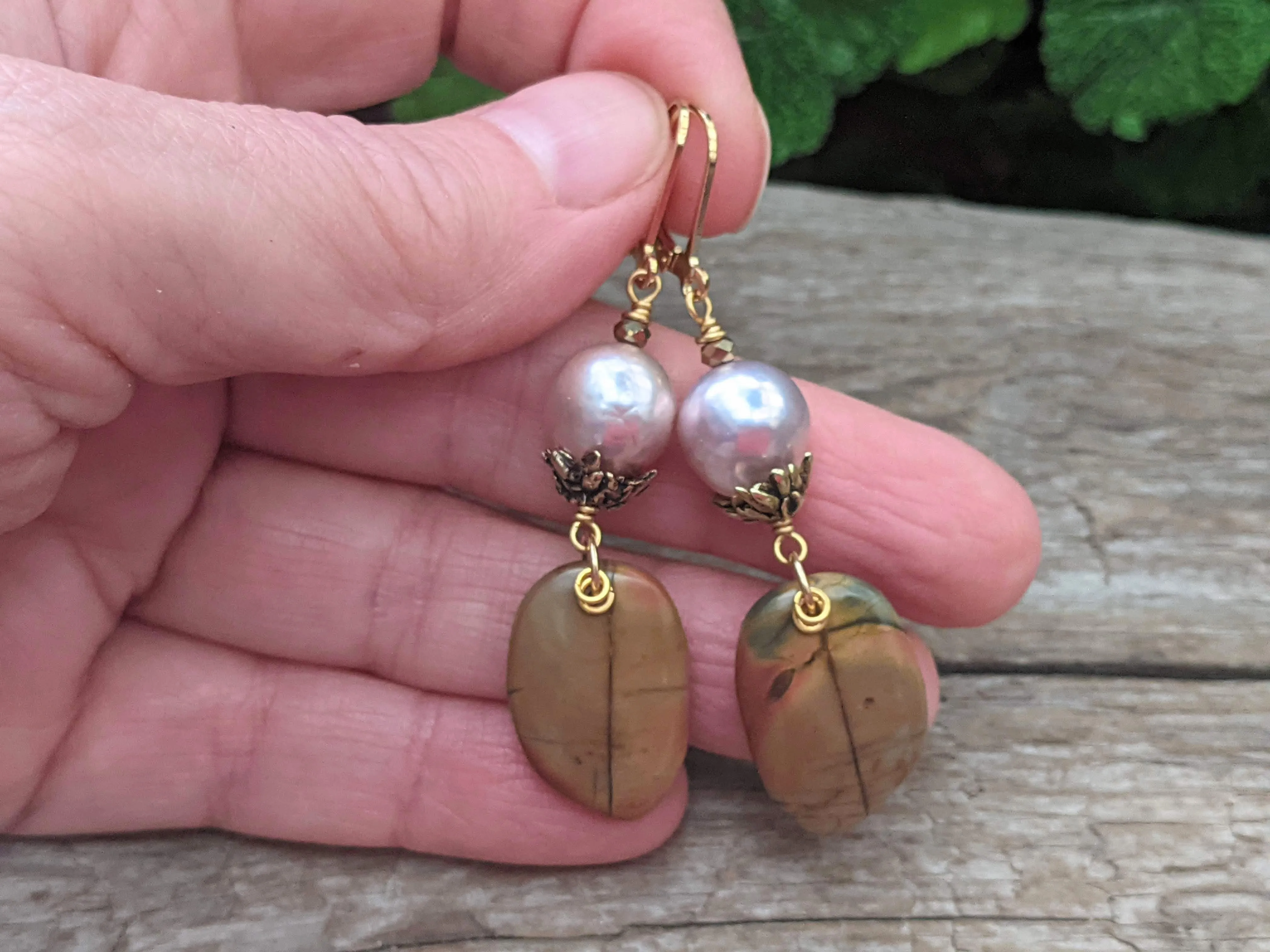 Jasper & Pink Edison Pearl Earrings