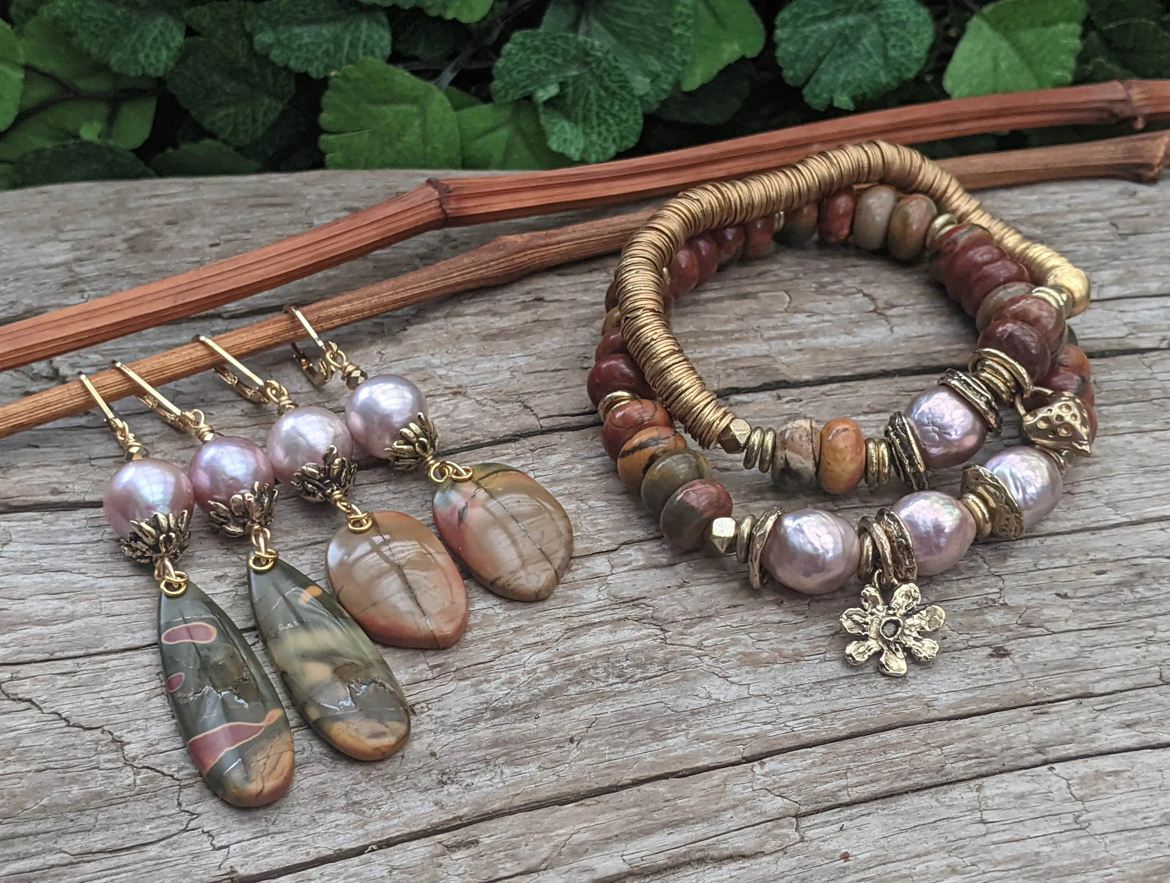 Jasper & Pink Edison Pearl Earrings