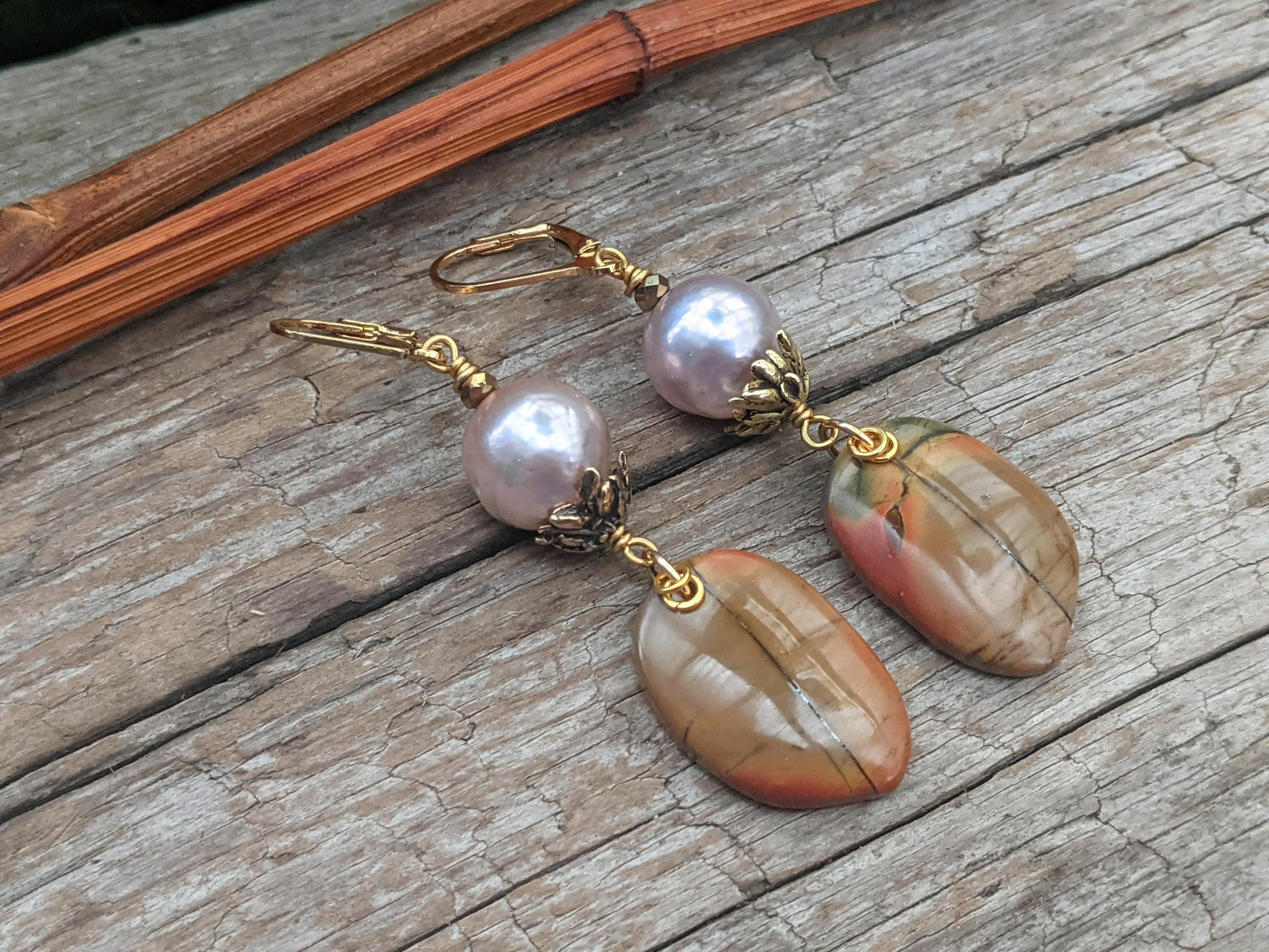 Jasper & Pink Edison Pearl Earrings