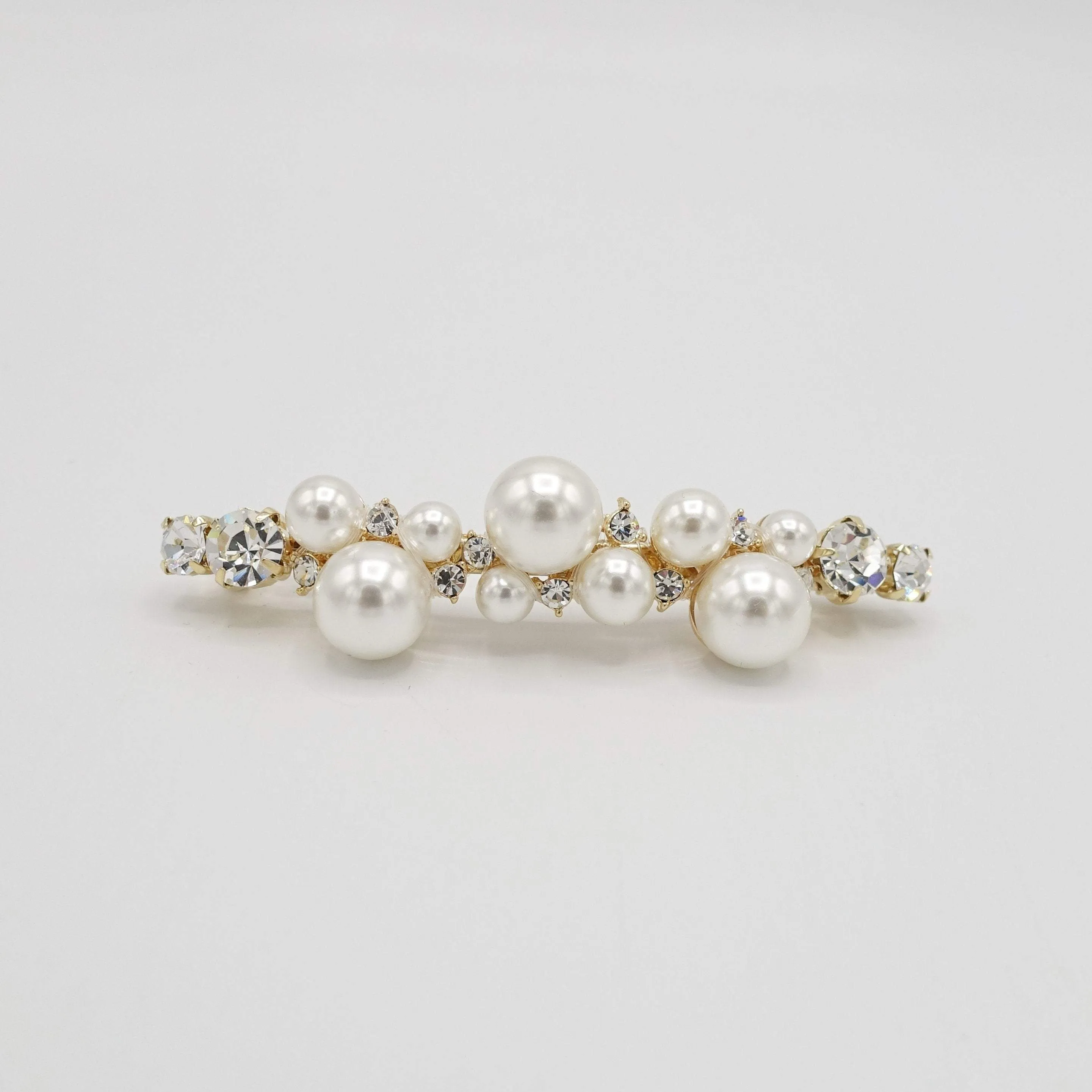 jewel pearl rhinestone embellished french barrette for women