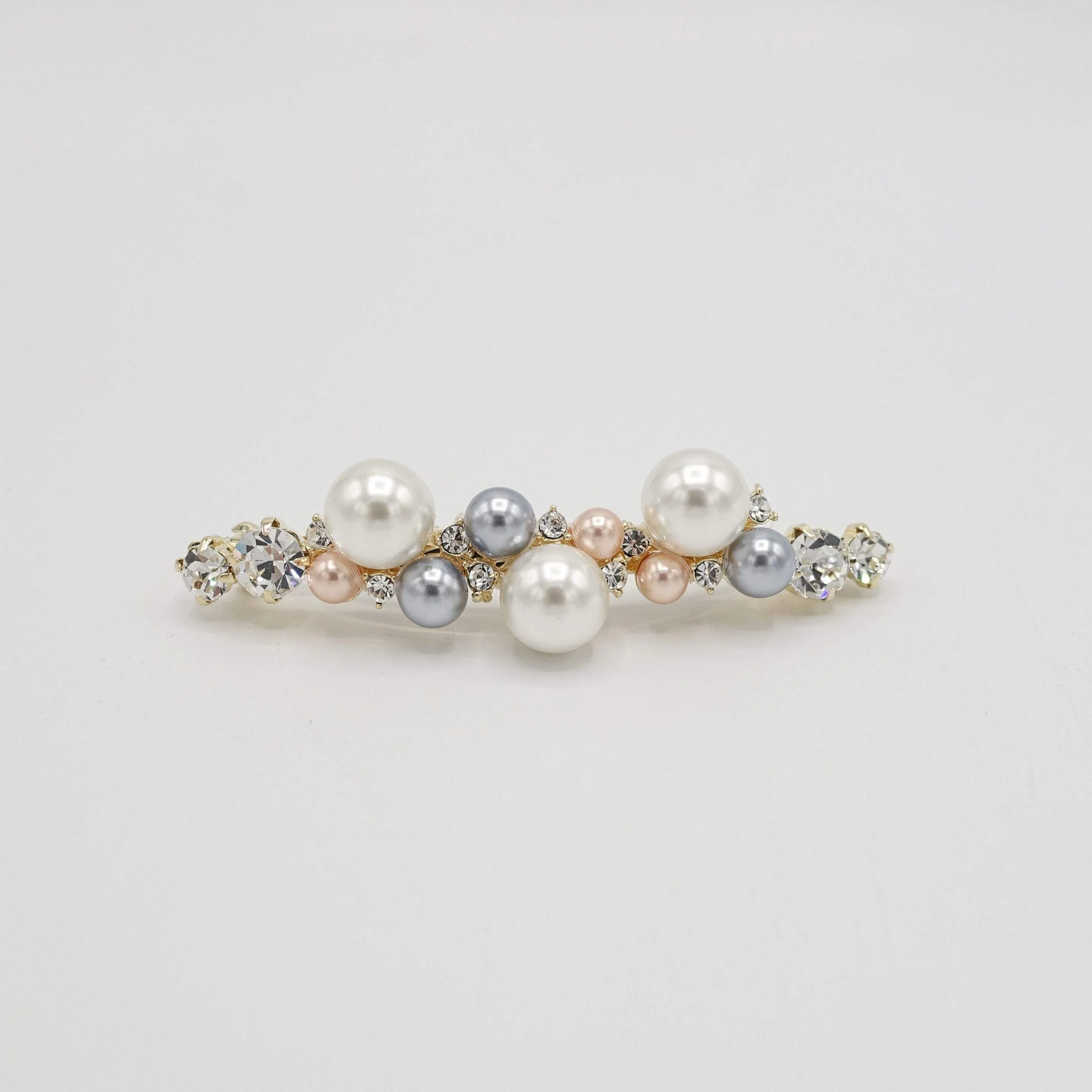 jewel pearl rhinestone embellished french barrette for women