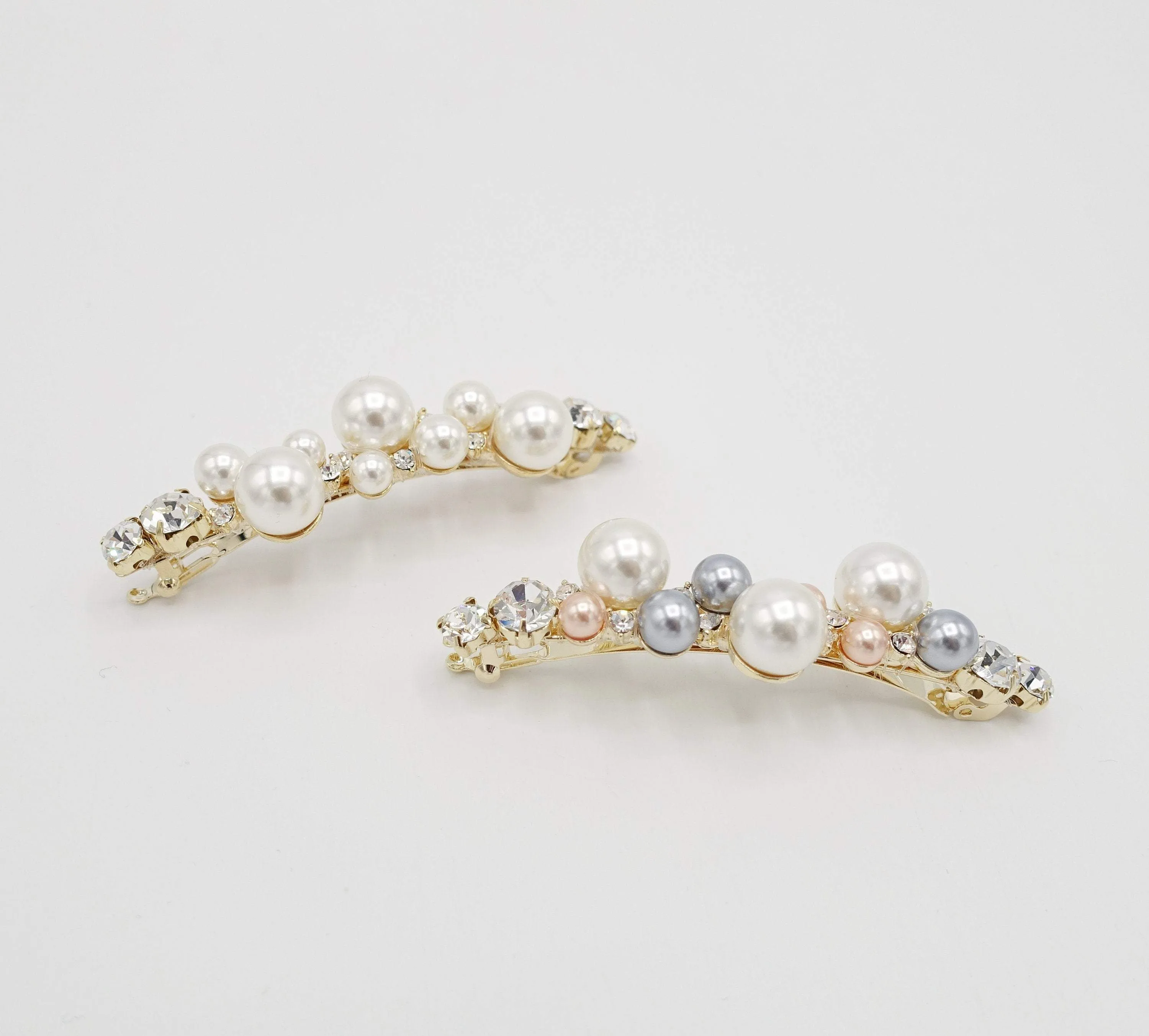 jewel pearl rhinestone embellished french barrette for women