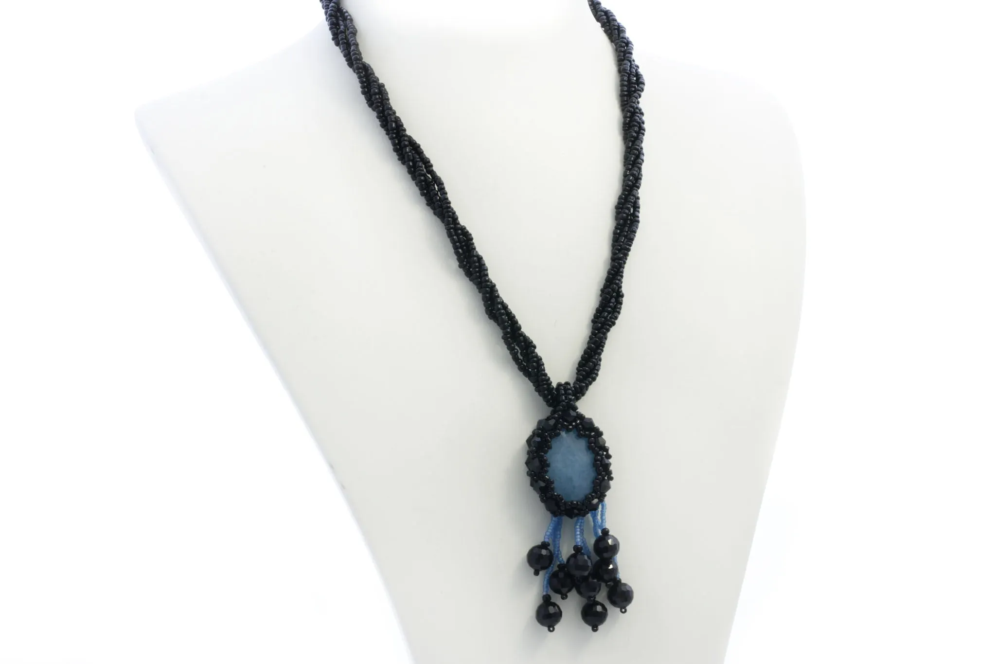 KTC-293 "Aquamarine Mystic" Black  Necklace