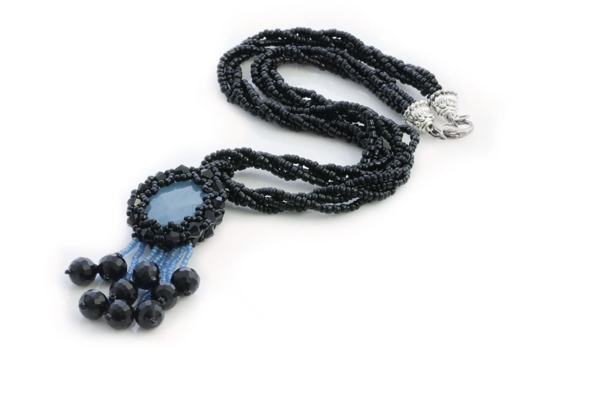 KTC-293 "Aquamarine Mystic" Black  Necklace
