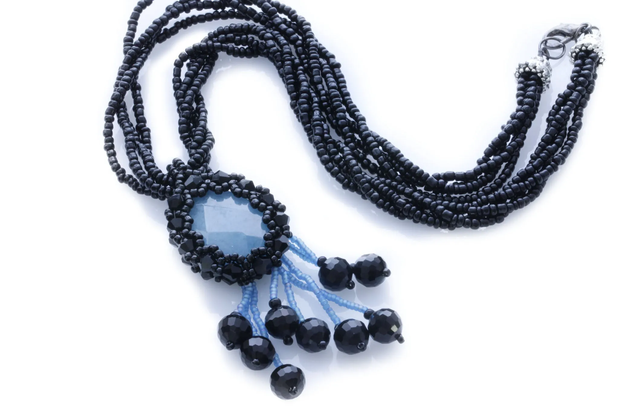 KTC-293 "Aquamarine Mystic" Black  Necklace