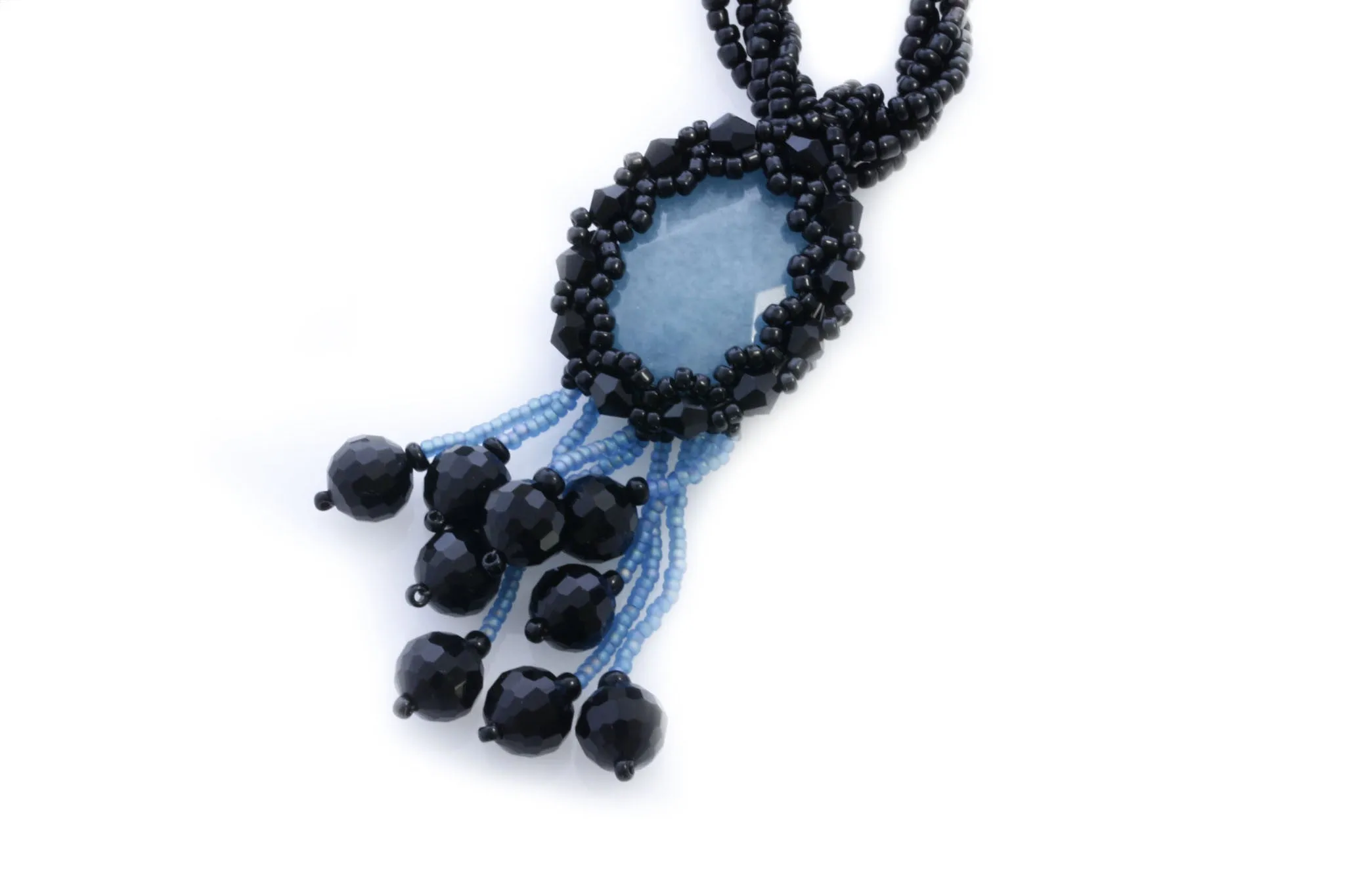 KTC-293 "Aquamarine Mystic" Black  Necklace