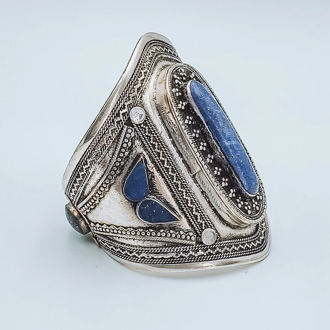 Lapis lazuli tribal boho cuff