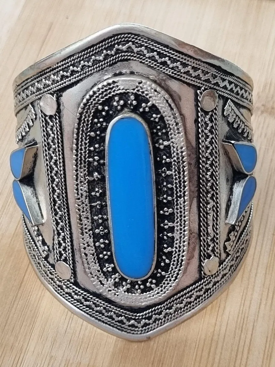 Lapis lazuli tribal boho cuff