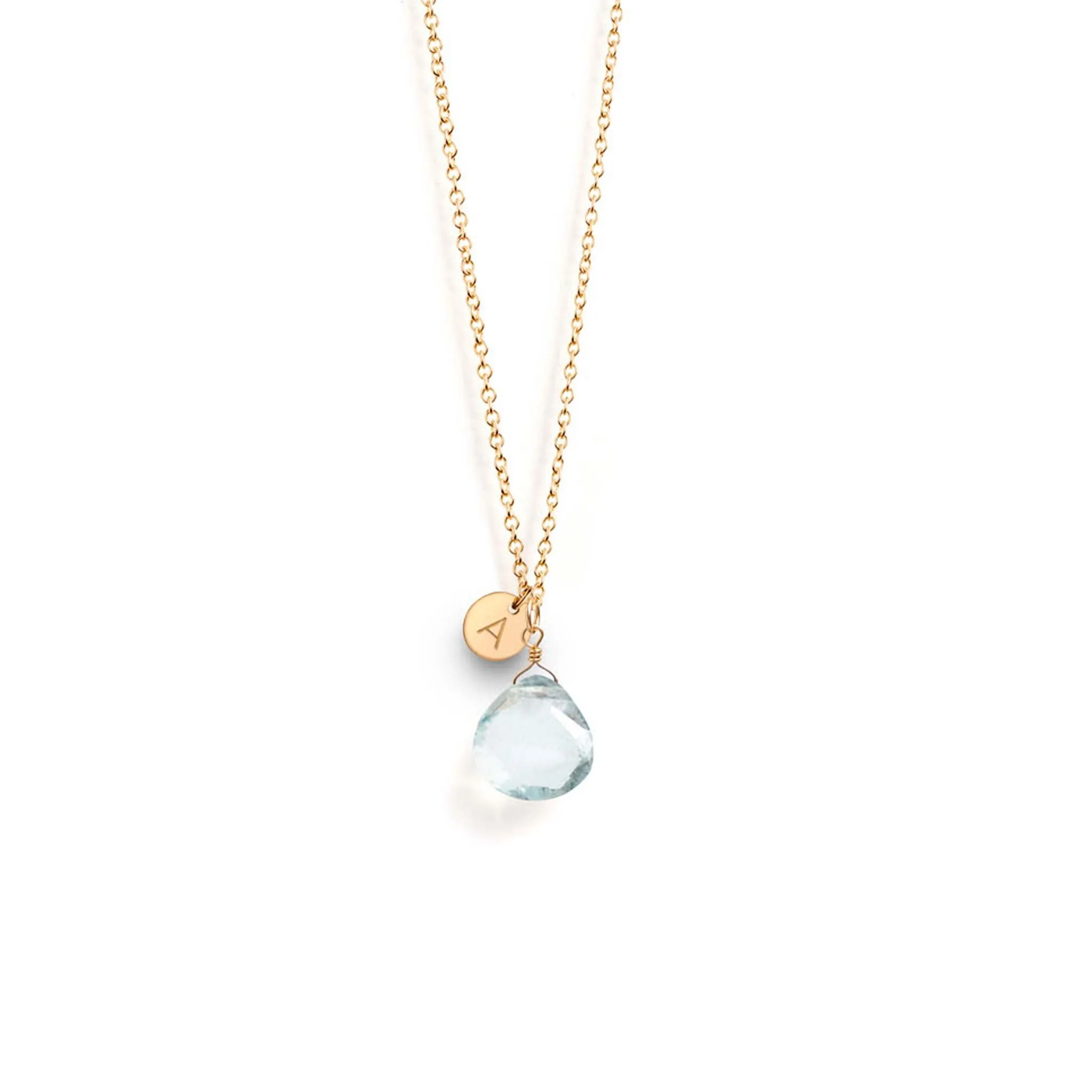 March Aquamarine Birthstone Necklace