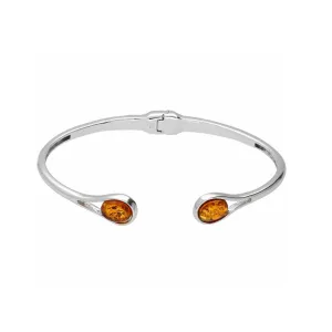 MILENA Bangle Silver and Baltic Amber - Two Drops