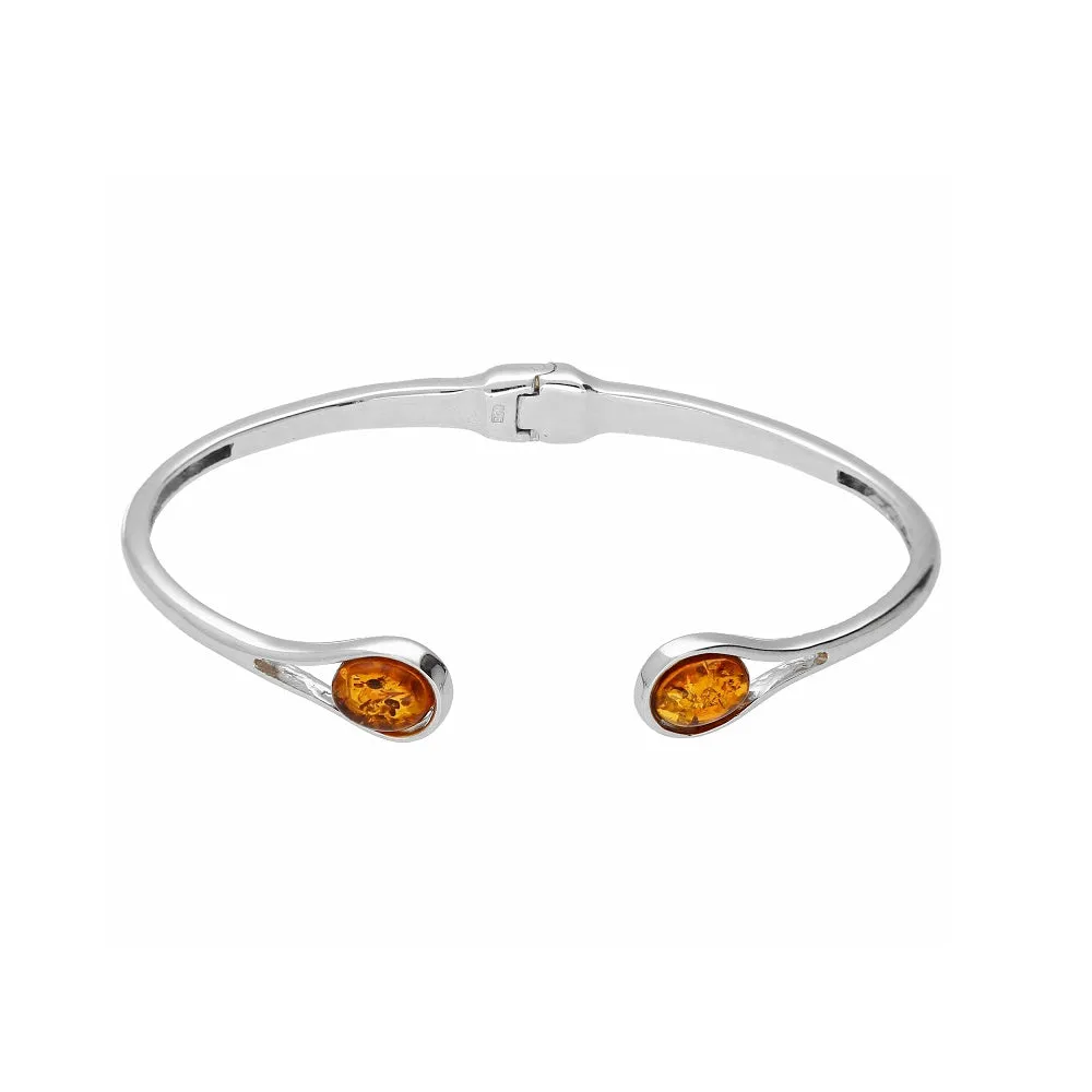 MILENA Bangle Silver and Baltic Amber - Two Drops