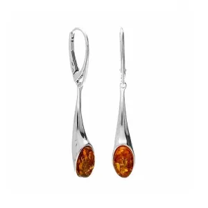 MILENA Drop Earrings Silver and Amber Oval