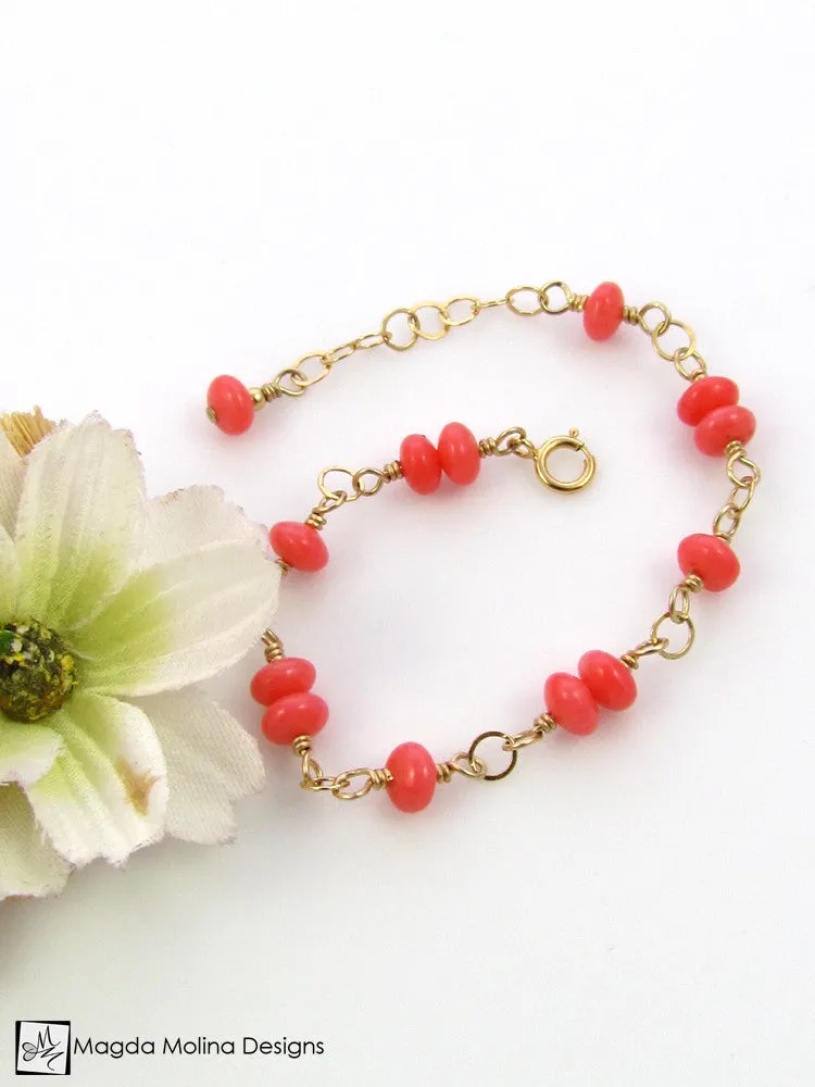 Mini Goddess (children) Pink Coral Bracelet