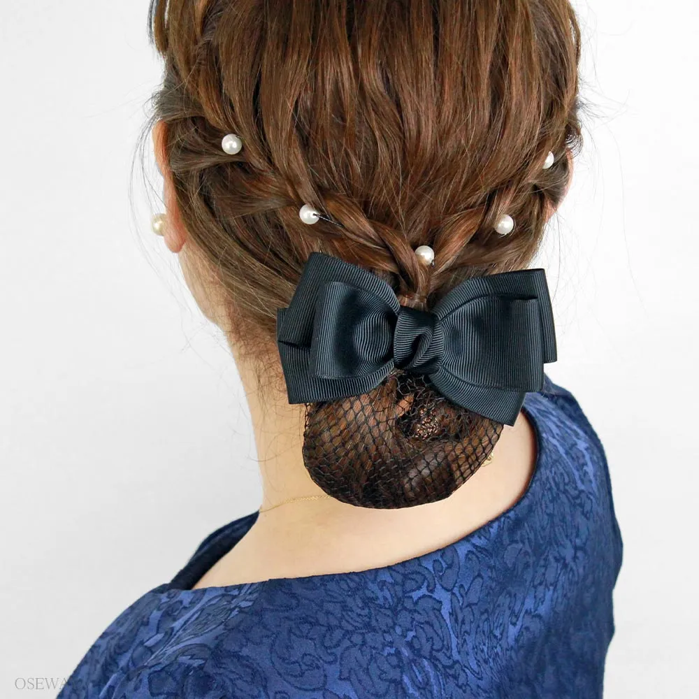 Net Grosgrain Bow Hair Barrette