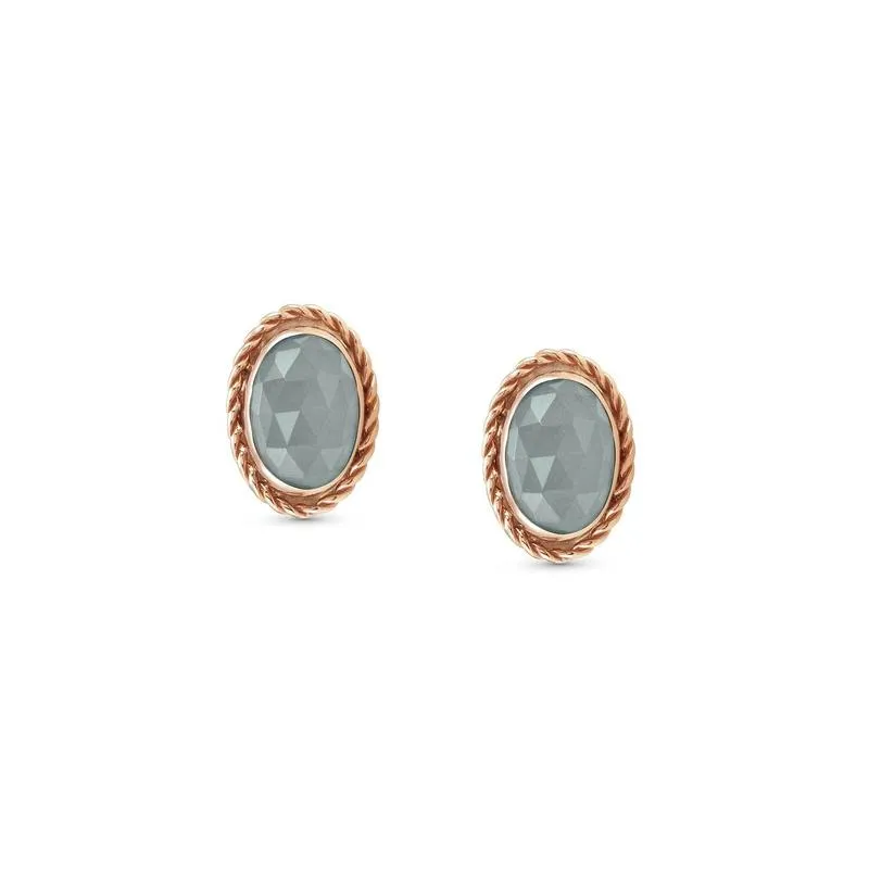 Nomination Oval Facet RG Stud Earrings Aquamarine