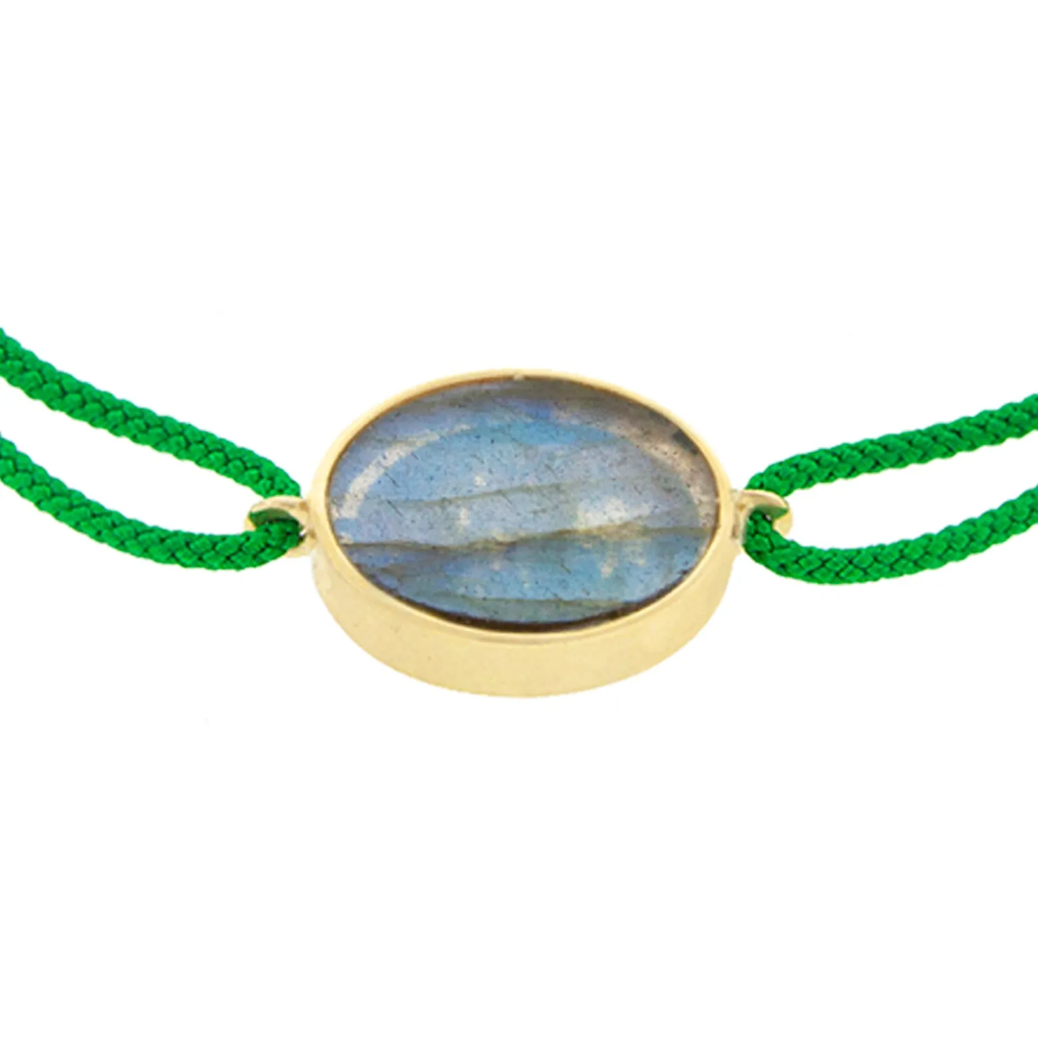Palm Tree and Sun Medallion with Labradorite on an Evergreen Cord Bracelet