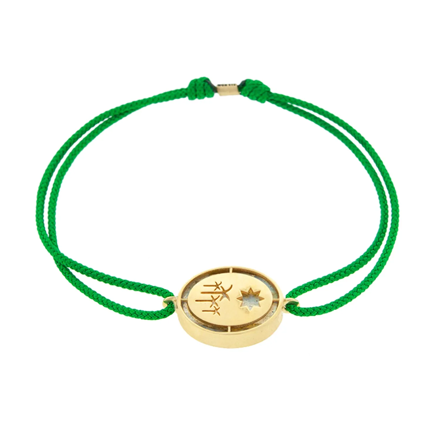 Palm Tree and Sun Medallion with Labradorite on an Evergreen Cord Bracelet