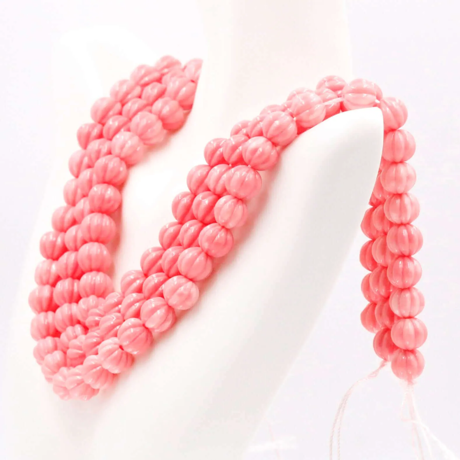 Pink Melon Beads Composite Coral Round Melon Strand Pink Resin Coral Beads Composite Coral Strand Unfinished Strand Pink Pumpkin Strand SKU: 6143180