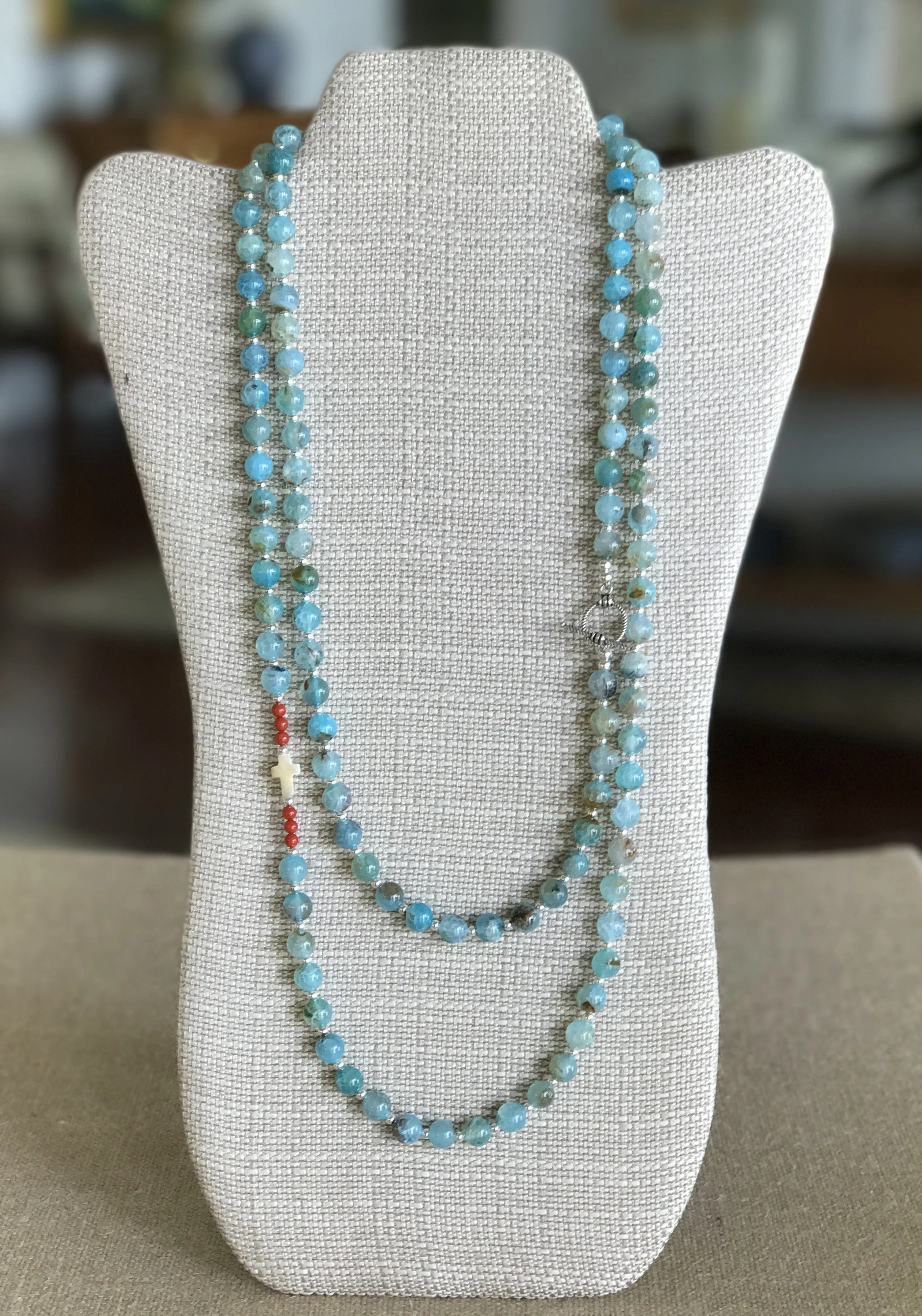 "Mimi" Blue Agate Necklace or Bracelet