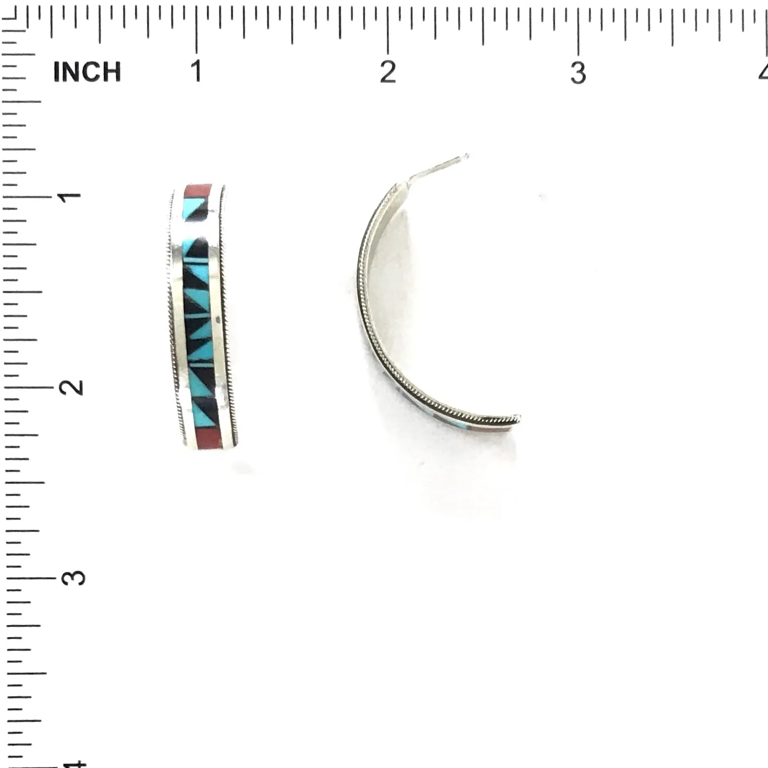 Ralph Weahkee Multi-Gemstone Inlay Half Hoop Earrings