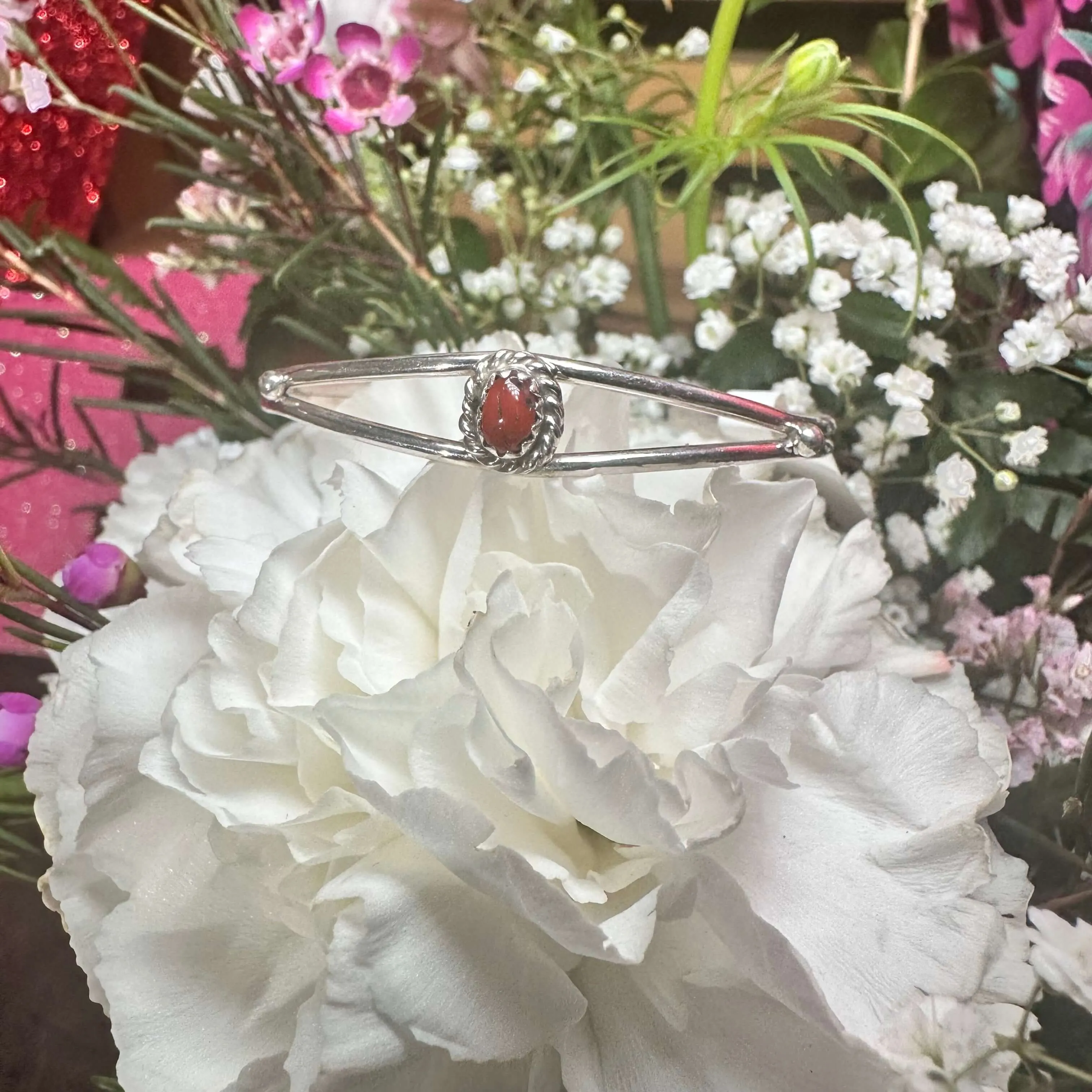 Red Coral Kid Cuff Genuine Bracelet